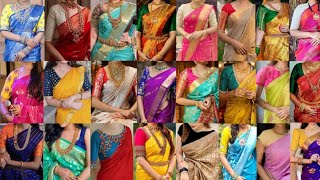 Saree Blouse Colour Combination Ideas  Saree Blouse Color Combination Contrast Colour Saree Blouse [upl. by Eyahc509]