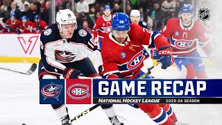 Blue Jackets  Canadiens 312  NHL Highlights 2024 [upl. by Yelkrab369]