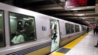 Embarcadero BART Station train leaving amp arriving Feb8 2009 [upl. by Kliment]