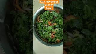 12th november dinner carrot onion tomato sprout kale lettuce salad with mixture rakaala [upl. by Maisey201]