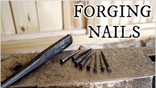 Forging a nail header and a few nails at the new forge [upl. by Odnomyar]