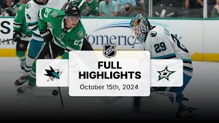 Sharks at Stars  October 15 2024  NHL Full Game Highlights [upl. by Anilram4]