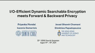 USENIX Security 24  IOEfficient Dynamic Searchable Encryption meets Forward amp Backward Privacy [upl. by Ahseneuq444]