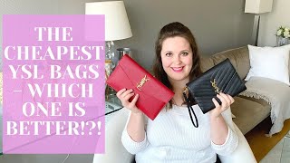 YSL SAINT LAURENT MONOGRAM CLUTCH VS UPTOWN POUCH  COMPARISON WEAR CROSSBODY WHAT FITS ETC [upl. by Mona303]