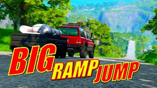 Big ramp jump Pileup car crashes  BeamNGdrive [upl. by Casteel]