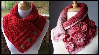 Crochet LacyCowl Crochet Pullover Neck Warmer Buttons Cowls Solids Bright Colours Flowers Esty [upl. by Ahsiryt]