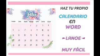 Apuntes Digitales  Crea Tu Propio Calendario en WORD ►LANOE◄ [upl. by Mab]