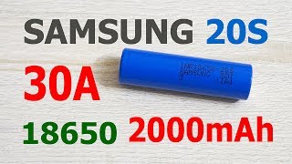 Samsung 20S  high drain 18650 Liion battery discharge capacity test [upl. by Yrolg731]