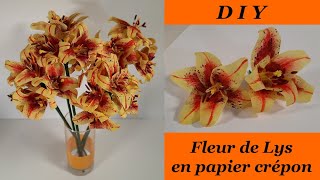 Tutoriel  Comment faire une fleur de lys en papier crépon How to make a crepe paper lily flower [upl. by Amsirac855]