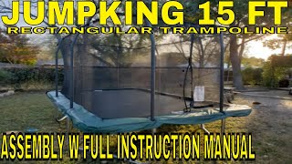 Jumpking Rectangle Trampoline Unboxing Assembly w FULL INSTRUCTION MANUAL [upl. by Skyler]