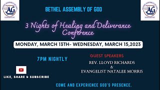 Bethel Assembly of God 1st of 3 Nights of Healing and Deliverance March 13 2023 [upl. by Nwahsad]