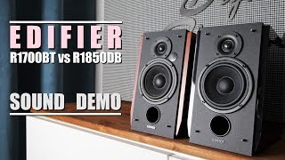 Edifier R1850DB vs Edifier R1700BT  Sound Demo w Bass Test [upl. by Gracie]