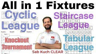 Fixtures  Knockout Fixture  Cyclic League  Staircase League  Tabular League  Tournament [upl. by Llerrud]