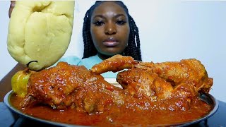 Asmr mukbang chicken pepper 🌶 soup with plantain fufu [upl. by Robinia250]