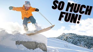 Pow Surfing on the Burton Throwback Snurfer Board [upl. by Irat406]