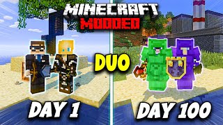 We Survived 100 Days on a MODDED Island  Duo Minecraft 100 Days [upl. by Kingsly747]