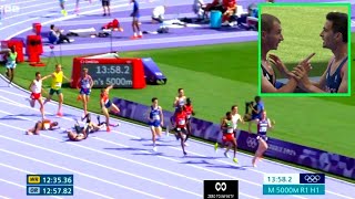 Team GB Runner Confronts French Athlete After Pair Collide in Final Mens 5000m  George Mills Falls [upl. by Marella]