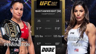 🔴 UFC 307 Raquel Pennington vs Julianna Peña  Full Fight amp Highlights  Bantamweight W Title [upl. by Anaiek]