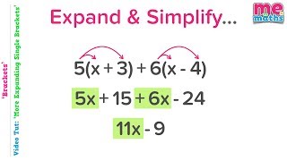 Expanding amp Simplifying Single Brackets  Tutorial  Revision [upl. by Ineslta]