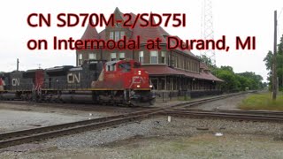 CN SD70M22 and SD75i At Durand MI 62021 [upl. by Intyre]