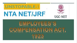 WORKMENS COMPENSATION ACT1923 IN HINDI  NTA NETJRF  LABOUR LAWS [upl. by Raye]