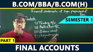 Final Accounts  Part 1 Most Important For Bcom BcomH BBA 1st Semester  Sunil panda sir [upl. by Esineg]