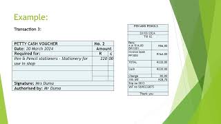 Recording of transactions in the petty cash journal [upl. by Seeto]