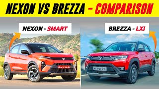 Tata Nexon Smart vs Brezza Lxi  Tata Nexon base model 2023 vs Brezza Lxi  Comparison हिंदी [upl. by Casavant]