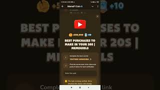 Memefi New Code Best Purchase to make in your 20s Memefi Today New Video Keyword Memefi Code [upl. by Garfinkel]