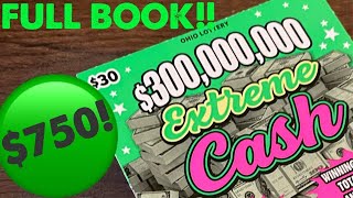 EXTREME CASH  750 FULL PACK  OHIO LOTTERY SCRATCH OFFS [upl. by Enimisaj]