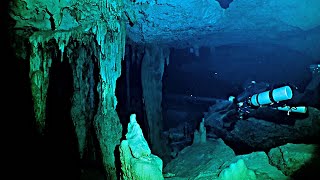 Diving The Dos Ojos Cenote Dive Route 1 [upl. by Lock]