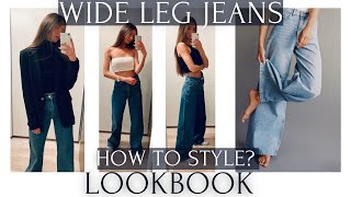 WIDE LEG JEANS How to style LOOKBOOK [upl. by Zebulon]