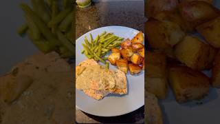 Lemon Butter Salmon with Creamy Sauce and Garlic Potato shorts [upl. by Aillicsirp]