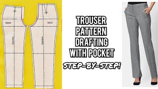 HOW TO MAKE WOMEN TROUSER WITH POCKET  PANT PATTERN DRAFTING  DETAILED FEMALE TROUSER [upl. by Garvin]