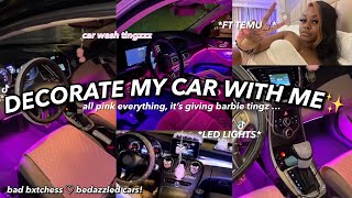 Decorate My NEW Car With Me Ft Temu  decorating on a budget  Pink Aesthetic  Unique Adriani [upl. by Adelind]