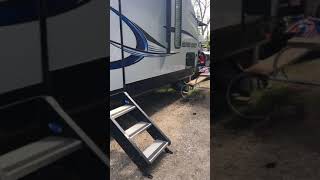 Pulling a travel trailer with tailgate down and golf cart in the bed of truck Extended shank [upl. by Alvera]