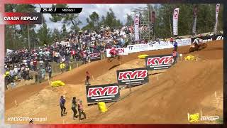 Geerts crash  MX2 Race 1  MXGP of Portugal 2022 MXGP Motocross [upl. by Milano616]