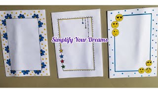 3 Quick and easy design borders for project work Very easy project border designs Design borders [upl. by Amsaj]