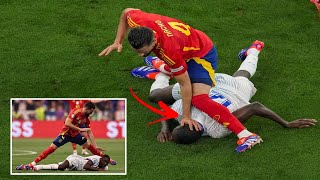 Watch Spain defender Nacho SHOVE Randal Kolo Muanis head into the ground [upl. by Mauro807]