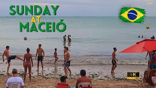 🇧🇷 Hectic Sunday on the beautiful beaches of Maceio Brazil  4k Walk [upl. by Ardnaet585]