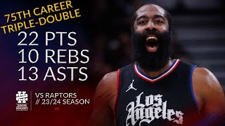 James Harden 22 pts 10 rebs 13 asts vs Raptors 2324 season [upl. by Telracs]