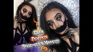 EASY Glam JackOlantern Halloween Makeup Tutorial  Creepy Pumpkin [upl. by Neisa]