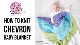 How to Knit Chevron Baby Blanket Jumbo Chevron CC [upl. by Eziechiele280]