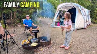 Campsite with rain and bees in a AIR second tent camp familytime [upl. by Nannoc266]