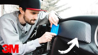 How to CARBON FIBER Wrap Your Car Interior  3M DINOC [upl. by Still]