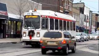 SEPTA 1981 Kawasaki Series 100 LRV 9099 on route 10 at 40th St and Lancaster Ave HD [upl. by Yremogtnom]