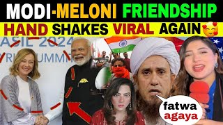 ITALYS PM MELONI SHAKE HANDS WITH MODI GOES VIRAL  MAULANA ANGRY 😡😡 [upl. by Ajnat179]