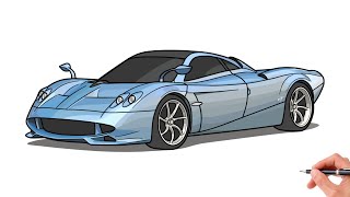 How to draw a PAGANI CODALUNGA  drawing pagani huayra codalunga 2022 sports car [upl. by Laikeze]