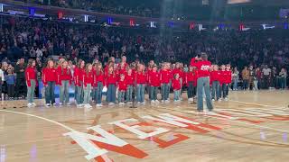 SPOTLIGHT KIDZ sing a stirring rendition of the National Anthem at Madison Square Garden [upl. by Roobbie493]