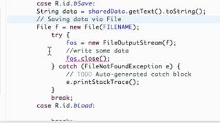 Android Application Development Tutorial  99  Writing Data to File Output Stream [upl. by Lana761]